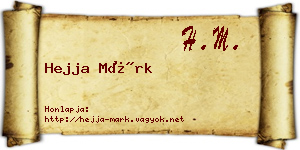 Hejja Márk névjegykártya